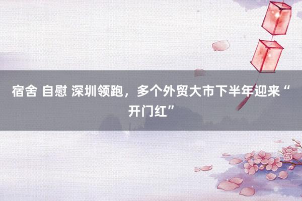 宿舍 自慰 深圳领跑，多个外贸大市下半年迎来“开门红”