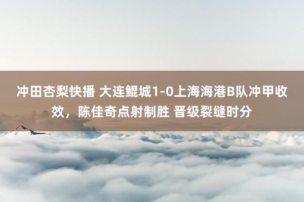 冲田杏梨快播 大连鲲城1-0上海海港B队冲甲收效，陈佳奇点射制胜 晋级裂缝时分