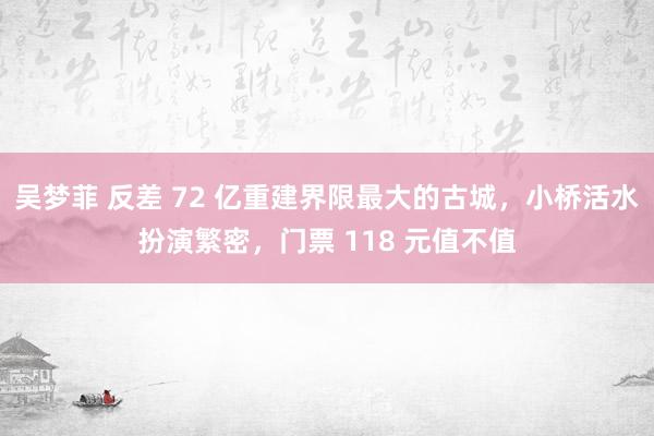 吴梦菲 反差 72 亿重建界限最大的古城，小桥活水扮演繁密，门票 118 元值不值