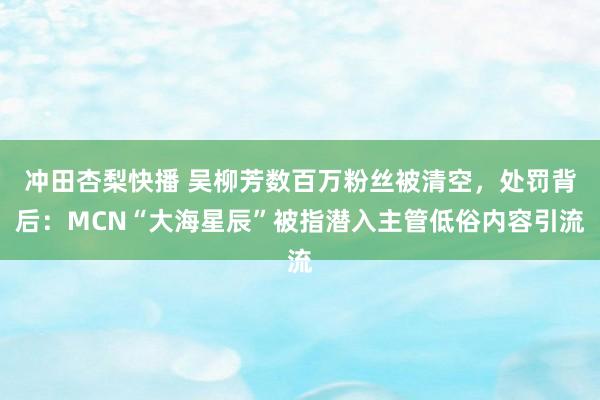 冲田杏梨快播 吴柳芳数百万粉丝被清空，处罚背后：MCN“大海星辰”被指潜入主管低俗内容引流