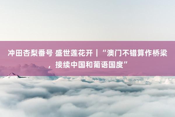 冲田杏梨番号 盛世莲花开｜“澳门不错算作桥梁，接续中国和葡语国度”