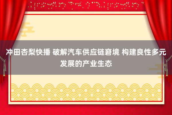 冲田杏梨快播 破解汽车供应链窘境 构建良性多元发展的产业生态