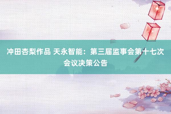 冲田杏梨作品 天永智能：第三届监事会第十七次会议决策公告