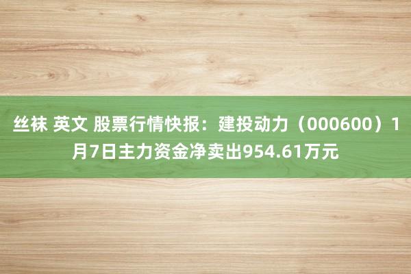 丝袜 英文 股票行情快报：建投动力（000600）1月7日主力资金净卖出954.61万元