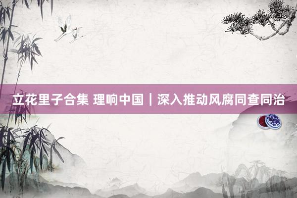 立花里子合集 理响中国｜深入推动风腐同查同治