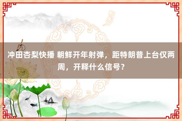 冲田杏梨快播 朝鲜开年射弹，距特朗普上台仅两周，开释什么信号？