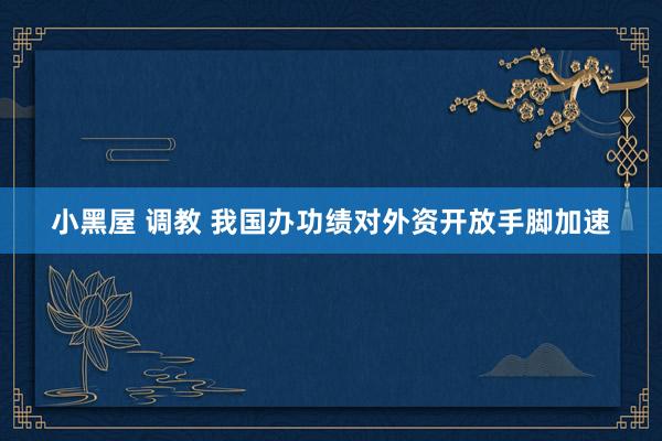 小黑屋 调教 我国办功绩对外资开放手脚加速