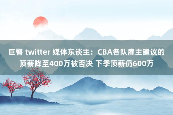 巨臀 twitter 媒体东谈主：CBA各队雇主建议的顶薪降至400万被否决 下季顶薪仍600万