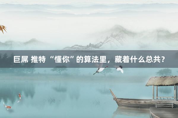 巨屌 推特 “懂你”的算法里，藏着什么总共？