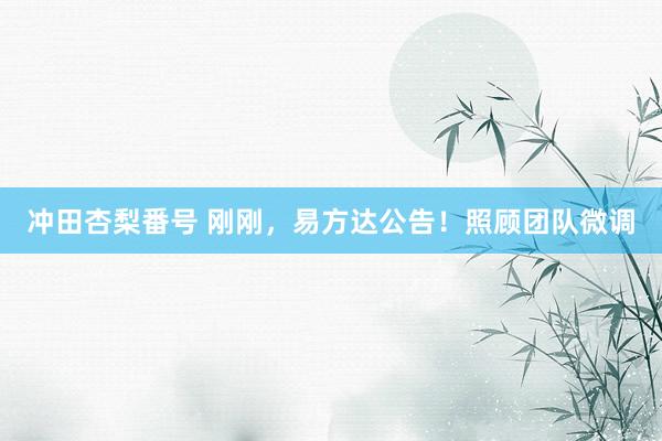 冲田杏梨番号 刚刚，易方达公告！照顾团队微调