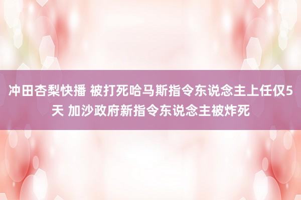 冲田杏梨快播 被打死哈马斯指令东说念主上任仅5天 加沙政府新指令东说念主被炸死