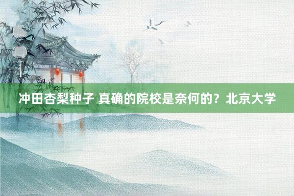 冲田杏梨种子 真确的院校是奈何的？北京大学