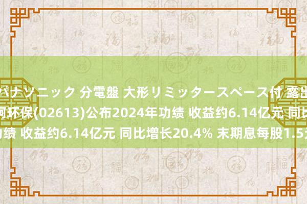 パナソニック 分電盤 大形リミッタースペース付 露出・半埋込両用形 汇舸环保(02613)公布2024年功绩 收益约6.14亿元 同比增长20.4% 末期息每股1.5元