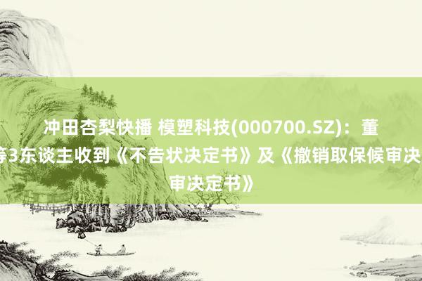 冲田杏梨快播 模塑科技(000700.SZ)：董事长等3东谈主收到《不告状决定书》及《撤销取保候审决定书》