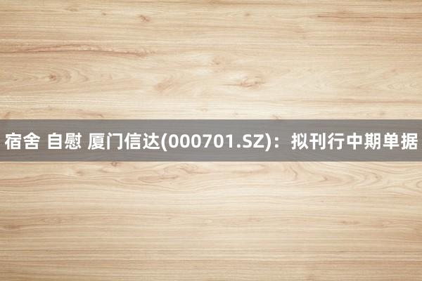 宿舍 自慰 厦门信达(000701.SZ)：拟刊行中期单据