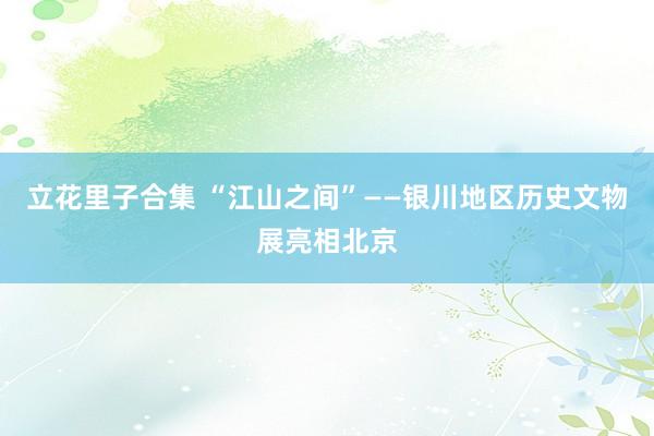 立花里子合集 “江山之间”——银川地区历史文物展亮相北京