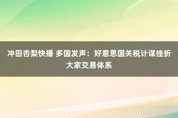 冲田杏梨快播 多国发声：好意思国关税计谋挫折大家交易体系