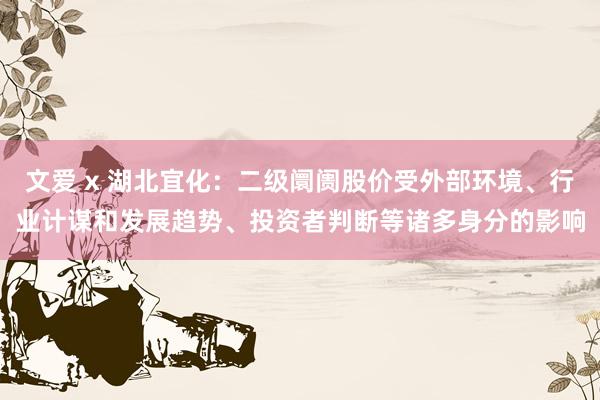 文爱 x 湖北宜化：二级阛阓股价受外部环境、行业计谋和发展趋势、投资者判断等诸多身分的影响