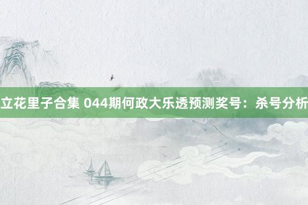 立花里子合集 044期何政大乐透预测奖号：杀号分析